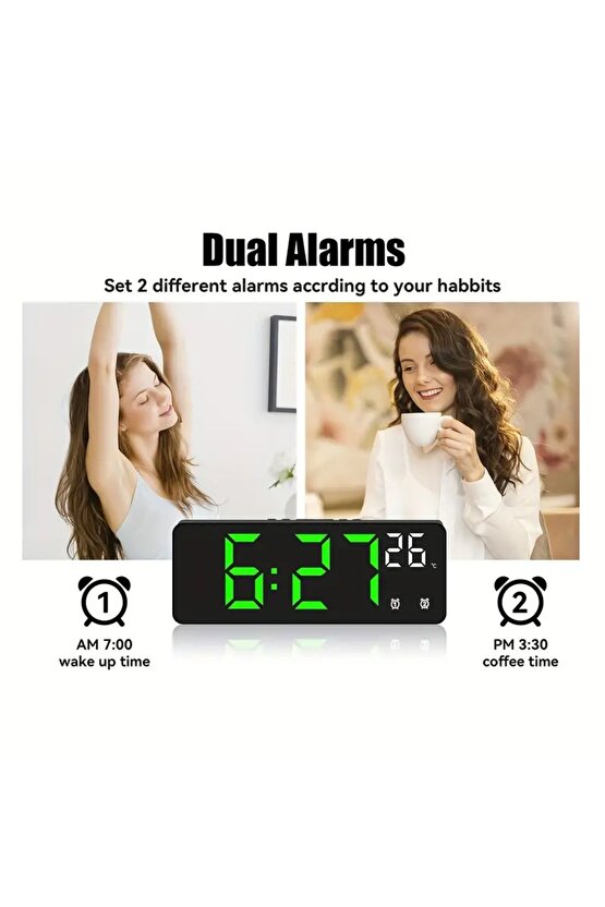 Nie Fantezi Temalı Dijital Alarm Saat, Ayna Yüzeyi, LED Ekran, Sıcaklık ve Tarih, 5 Parlaklık Seviy