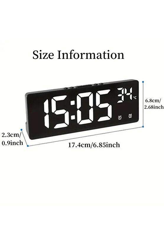 Nie Fantezi Temalı Dijital Alarm Saat, Ayna Yüzeyi, LED Ekran, Sıcaklık ve Tarih, 5 Parlaklık Seviy