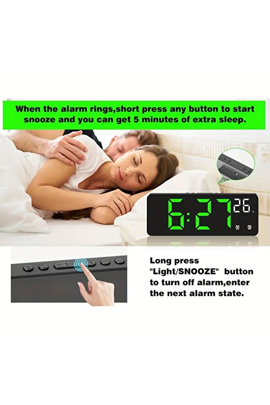 Nie Fantezi Temalı Dijital Alarm Saat, Ayna Yüzeyi, LED Ekran, Sıcaklık ve Tarih, 5 Parlaklık Seviy