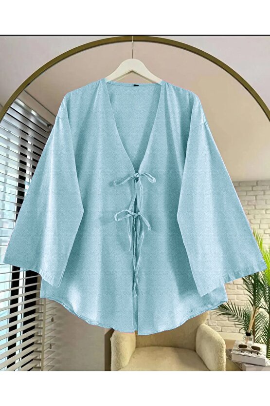 Önü Bağlamalı Kimono Tunik  Mint
