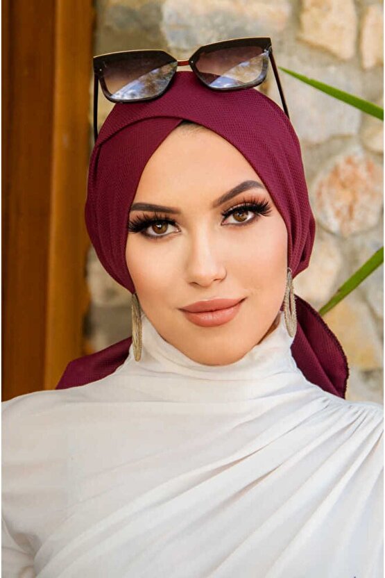 Koyu Bordo Hazır Çapraz Bone