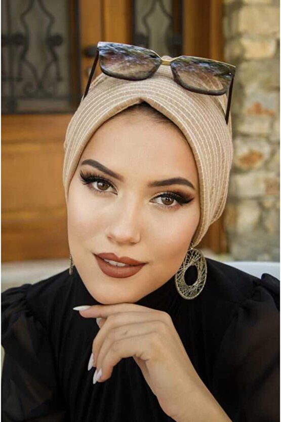 Bej Kareli Hazır Bone
