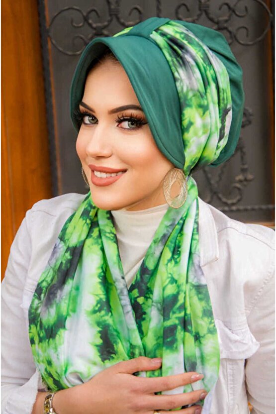 Zümrüt Yeşil Batik Desen Şapka Bone