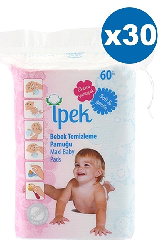 Ipek Bebek Temizleme Pamuğu 60 Ad.x30 Paket 1800 Ad. Tett.08.2023