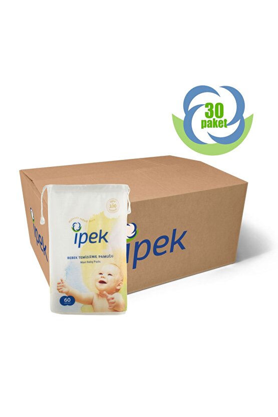 Ipek Maxi Bebek Temizleme Pamuğu 60lı 30 Paket