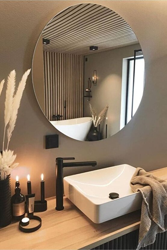 Ayna  Yuvarlak Ayna  Dekoratif Ayna  Banyo Aynasıkonsol Aynası90 Cm Çapında