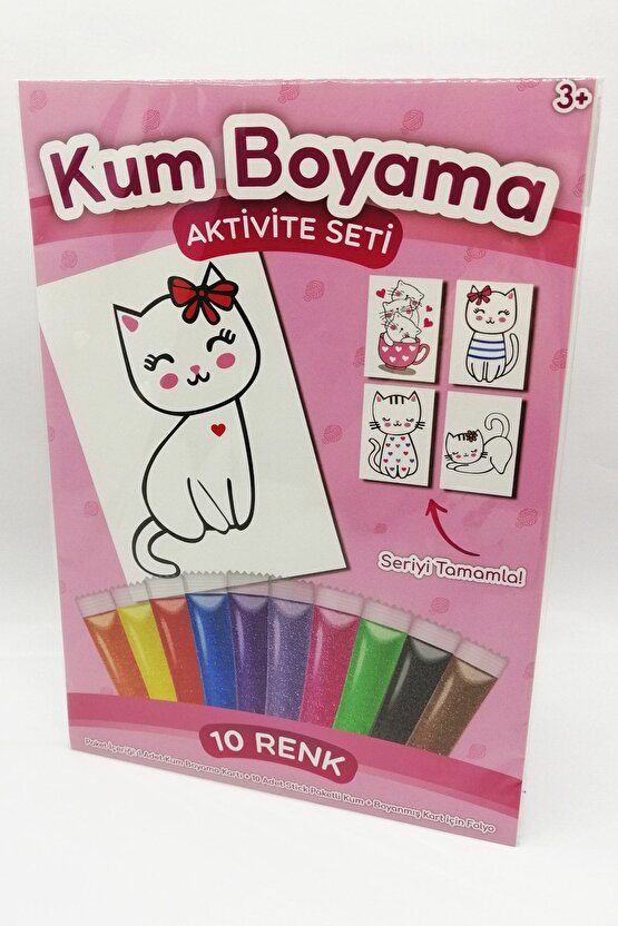 Fiyonklu Kedi | Kedi Kum Boyama Aktivite Seti