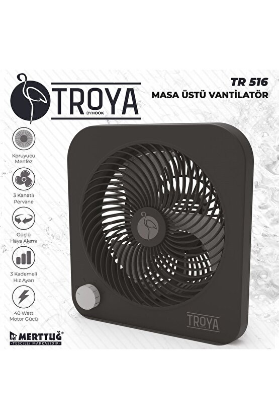By Hook Tr-516 Masaüstü Vantilatör 3 Kanatlı 3 Kademeli Vantilatör
