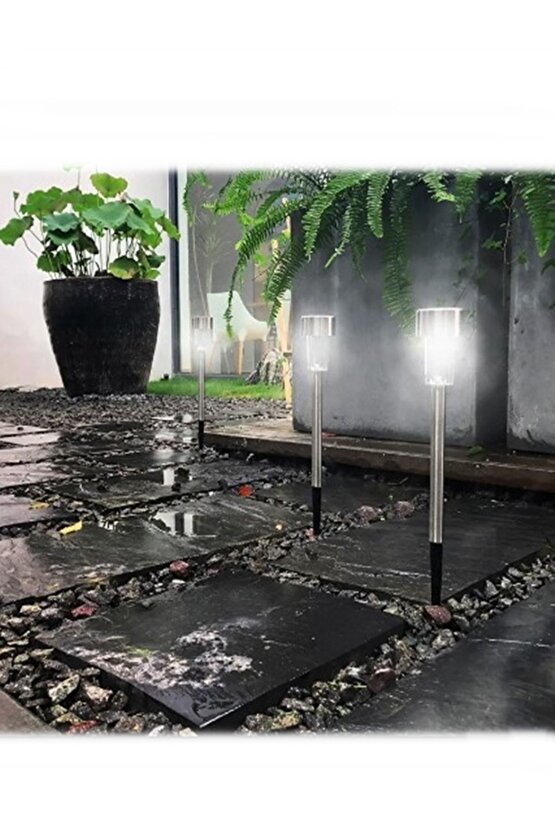 Güneş Enerjili Bahçe Lambası Plastik Saplama 5 Lu Set Renkli Işık