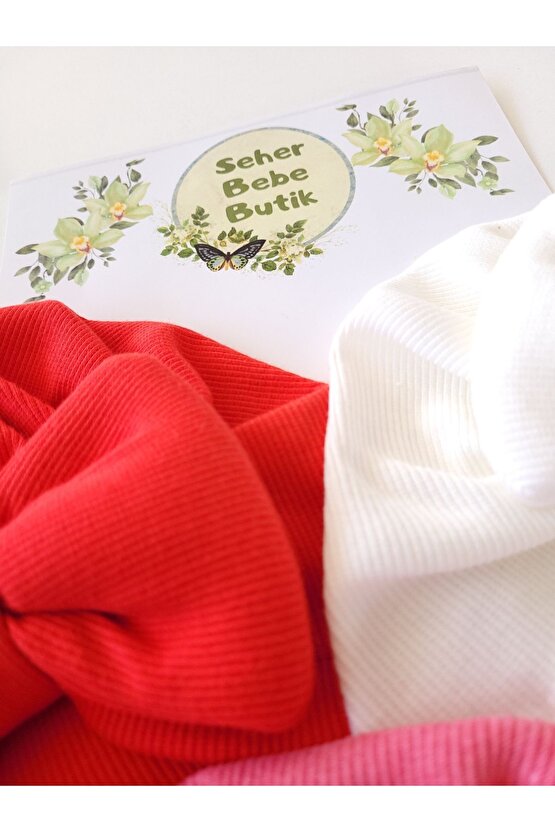 Kız Bebek & Çocuk Renkli Fiyonklu Bone 3Lü Set