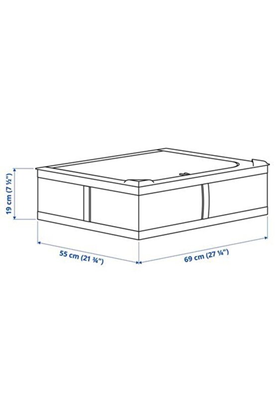 69x55x19 Yatak Altı Yastık Çarşaf Nevresim Giysi Saklama Kutusu Hurç Kutu Ikea Koyu Gri