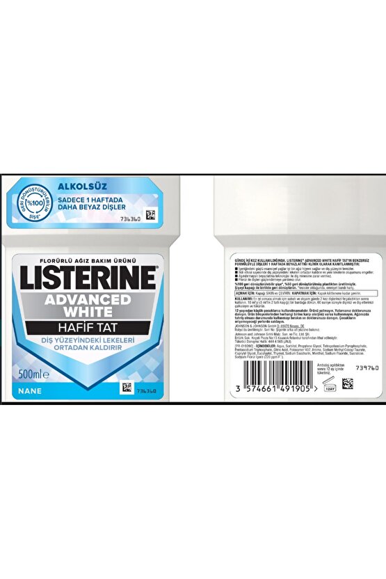 Advanced White Hafif Tat Alkolsüz Ağız Bakım Suyu 500 Ml