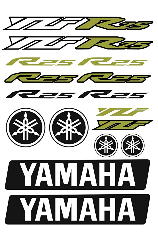 Yamaha Sticker Seti Yeşil Motorsiklet Kask