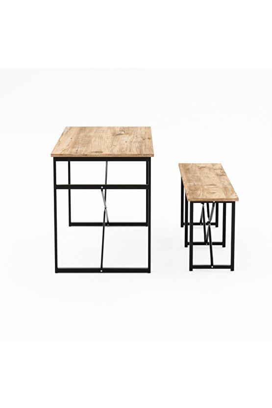 Masa Takımı Bench Bank Masa Seti 120x60 Masa Mutfak Masası Yemek Masası 1228