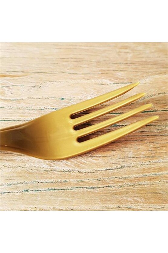 Plastik Gold Altın Renkli Lüx Parti Doğum Günü Çatal - 18 Cm. - 250 Adet
