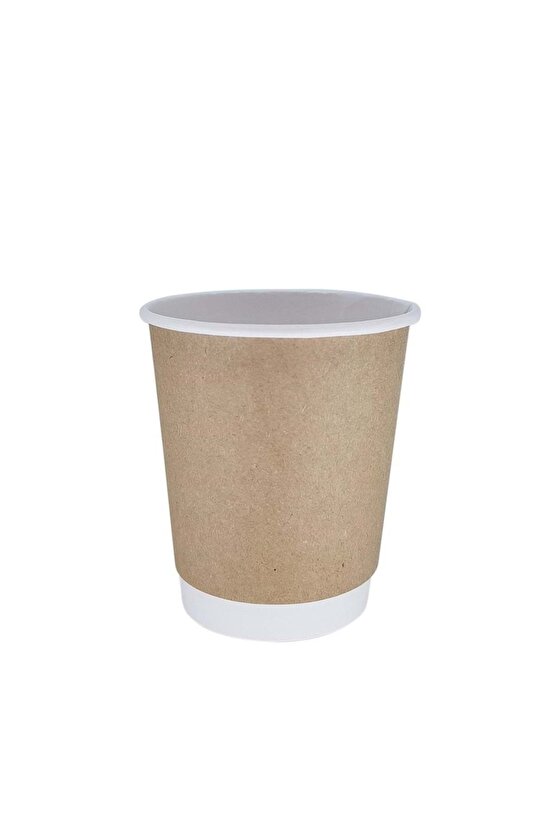 Double Wall Kraft Karton Bardak 8 Oz 25 Adet