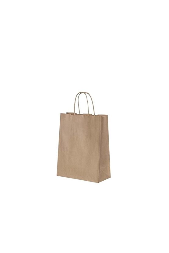 Burgu Saplı Kraft Kağıt Çanta 19x8x24 cm25li