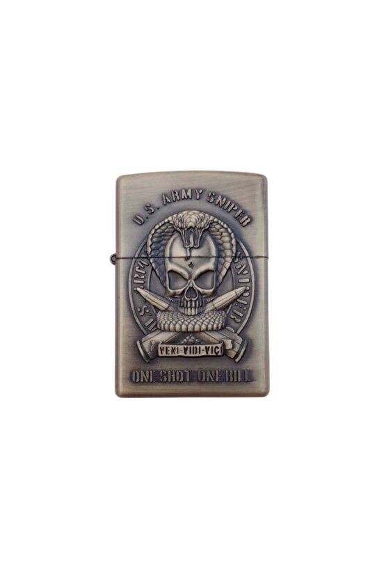 U.S. Army Sniper One Shot One Kill Yazili kabartmali zippo Cakmak