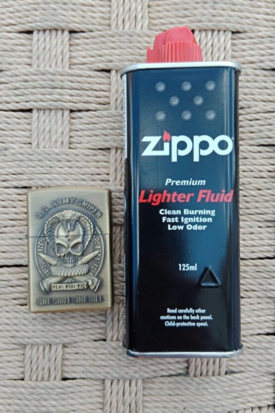 U.S. Army Sniper One Shot One Kill Yazili kabartmali zippo Cakmak