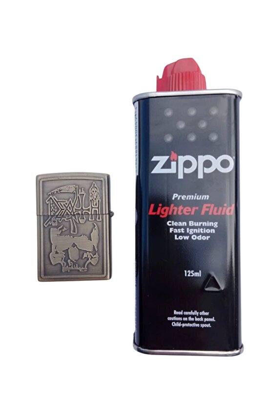 Benzinli Azrail ve Orak Kabartmali premium zippo Cakmak