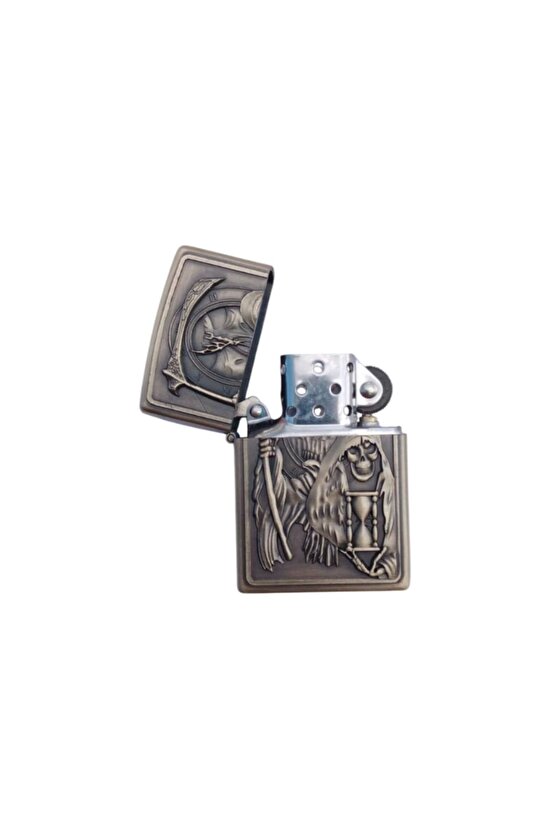 Benzinli Azrail ve Orak Kabartmali premium zippo Cakmak