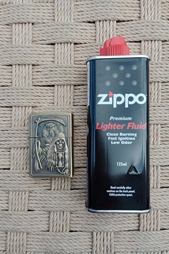 Benzinli Azrail ve Orak Kabartmali premium zippo Cakmak