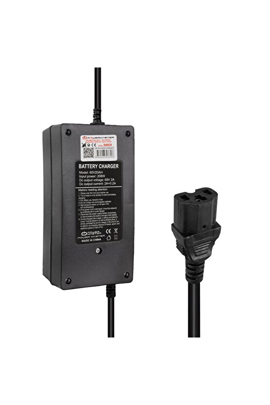 POWERMASTER PM-31801 60 VOLT - 20 AMPER C16 ERKEK UÇLU ELEKTRİKLİ BİSİKLET ŞARJ CİHAZI