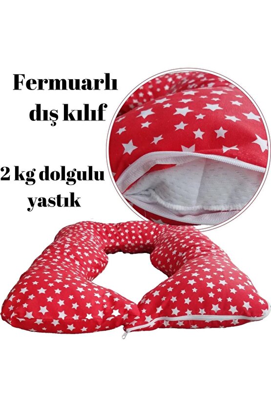 5 Farklı Bölge Destekli Hamile Ve Emzirme Yastığı Beyaz Yıldız