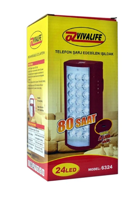 Telefon Şarj Edebilen Şarjlı Işıldak 24 Led Usb 80 Saat Kesintisiz Işık (4906)