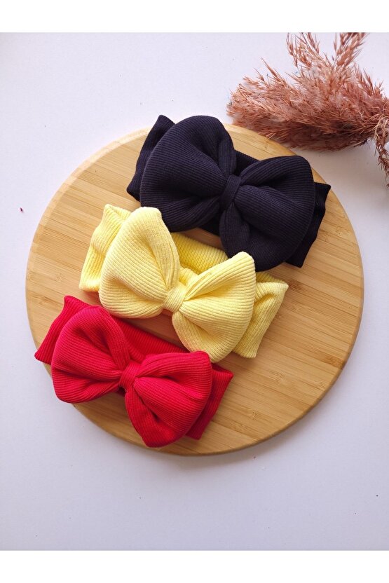 Kız Bebek & Çocuk Fiyonklu Bandana 3lü Set