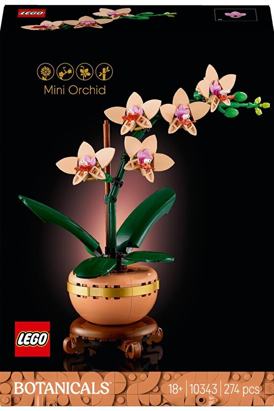 ® Botanicals Mini Orkide 10343 - 18+ Çiçek Model Yapım Seti (274 Parça)