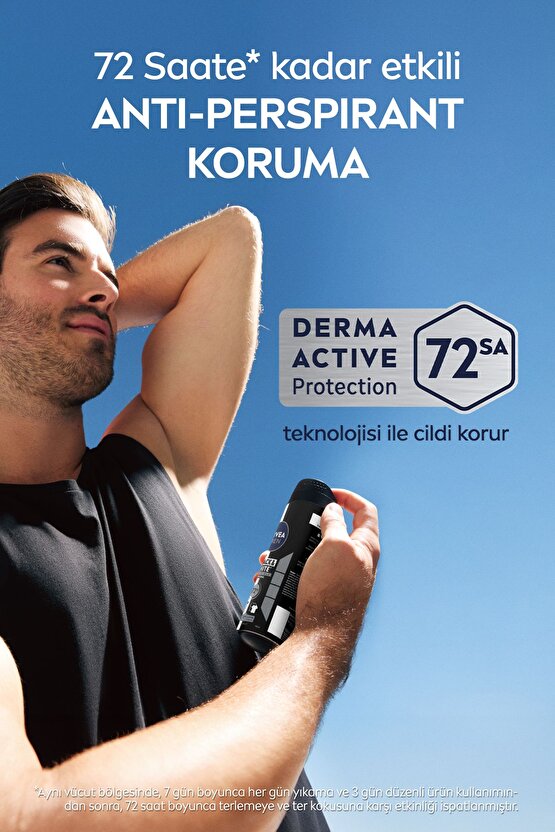 MEN Erkek Sprey Deodorant Black&white Invisible Original 150 ml,72 Saat Koruma, X5 Adet