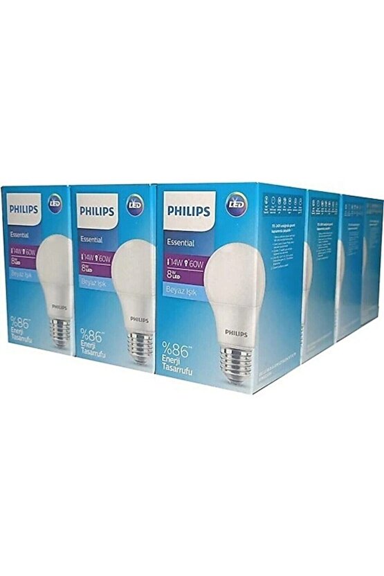 Essential 12 Adet E27 Normal Duylu 8w Led Ampul (beyaz Işık) 6500k