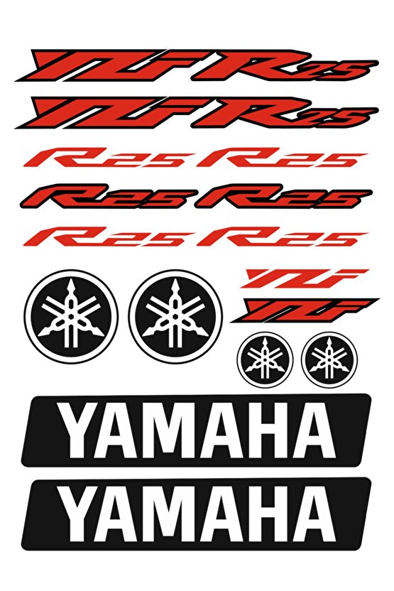Yamaha Sticker Seti R25 Kırmızı Motorsiklet Kask