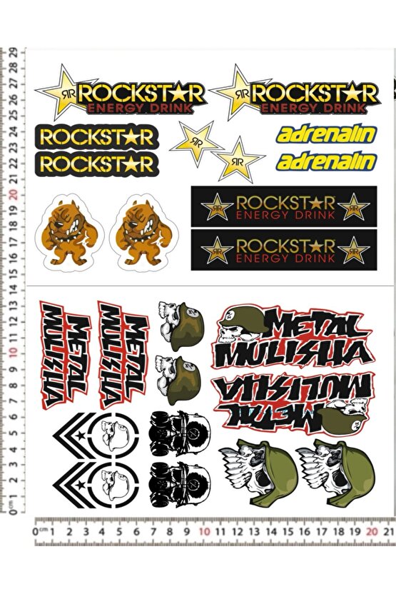 ROCK STAR ENERGY DRİNK MOTORSİKLET KASK STİCKER ÇIKARTMA SETİ
