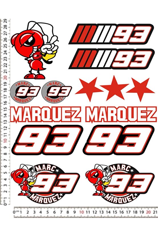 MARQUEZ 93 MOTORSİKLET KASK STİCKER ÇIKARTMA SETİ