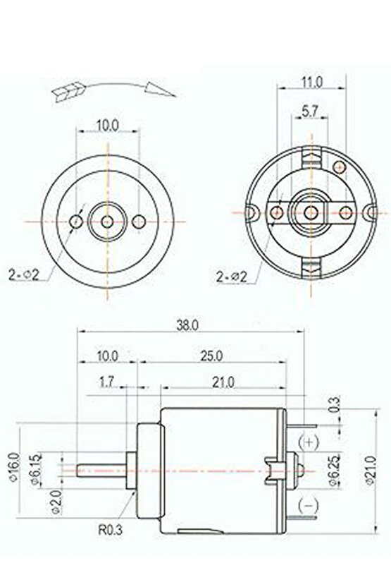 Arduino R140 Micro 1.5v - 6 V Motor Dc Motor Oyuncak 2mm Şaft