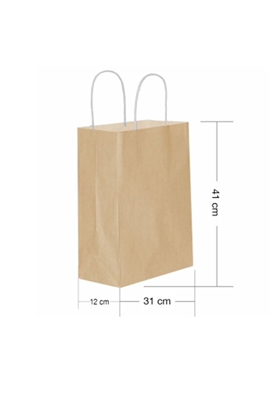 Roll-Up Kraft Çanta Naturel Büyük Boy 31x41cm 25li