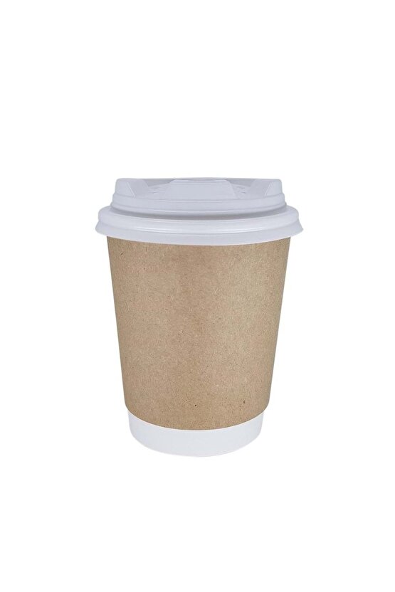 Double Wall Kraft Karton Bardak 8 Oz 25 Adet