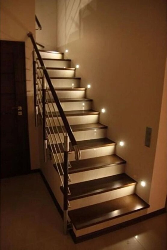 1. Kalite Yuvarlak Gün Işığı Sensörsüz Mat Krom Led Spot Basamak Armatürü