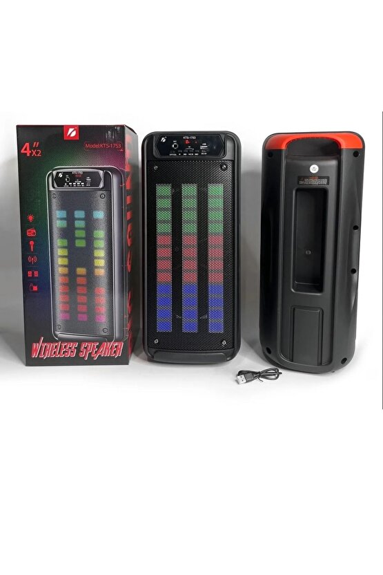 BLUETOOTH HOPARLÖR SD KART USB GİRİŞLİ MİKROFONLU LED IŞIKLI ŞARJLI KABLOSUZ SPEAKER