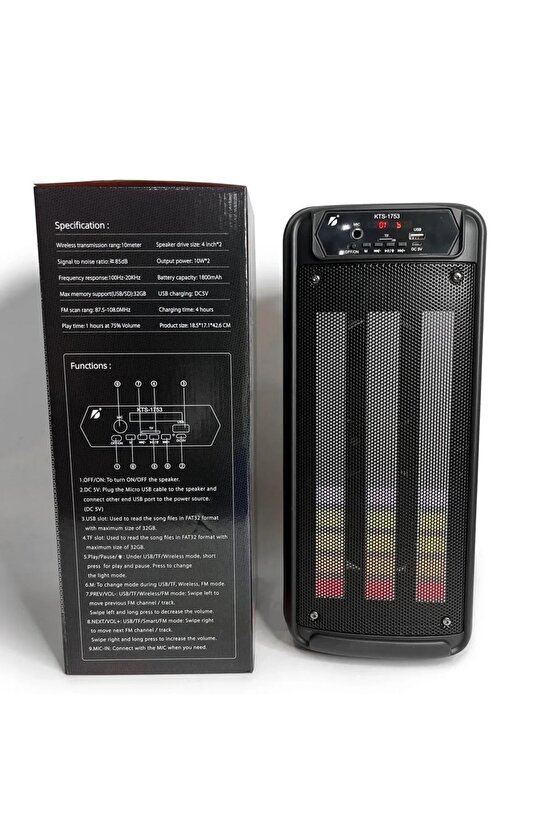 BLUETOOTH HOPARLÖR SD KART USB GİRİŞLİ MİKROFONLU LED IŞIKLI ŞARJLI KABLOSUZ SPEAKER