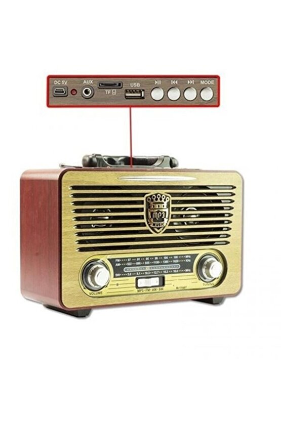 M-115bt Nostaljik Radyo Sd Usb Aux Mp3 Çalar Bluetooth Hoparlör Ahşap Retro Radyo