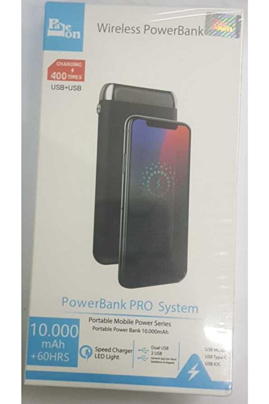 10000 Mah Kablosuz Powerbank Taşınabilir Şarj Aleti Çift Usb Çıkışlı Wp11