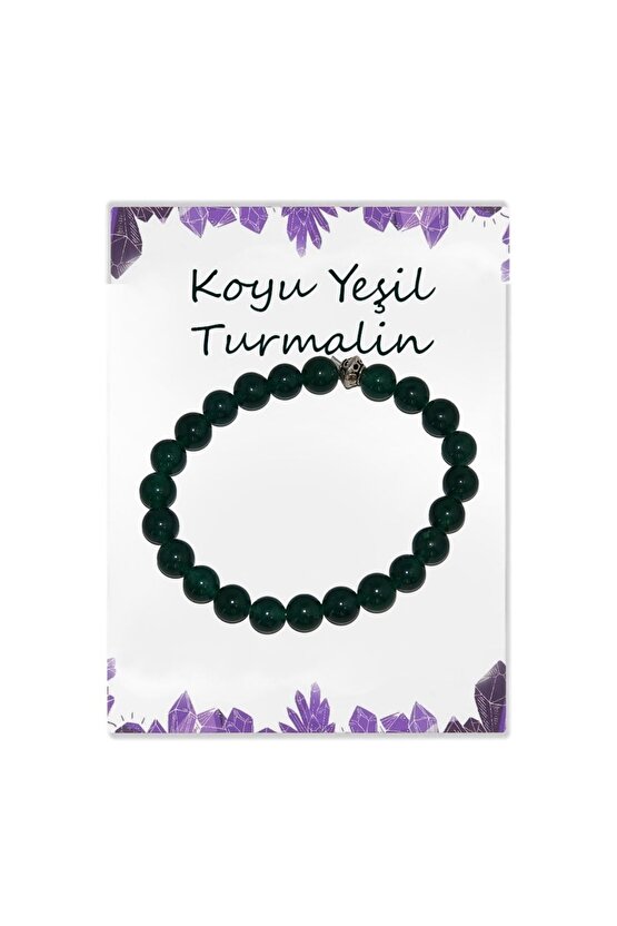 Parlak Koyu Yesil Turmalin Doğal Taş Bileklik