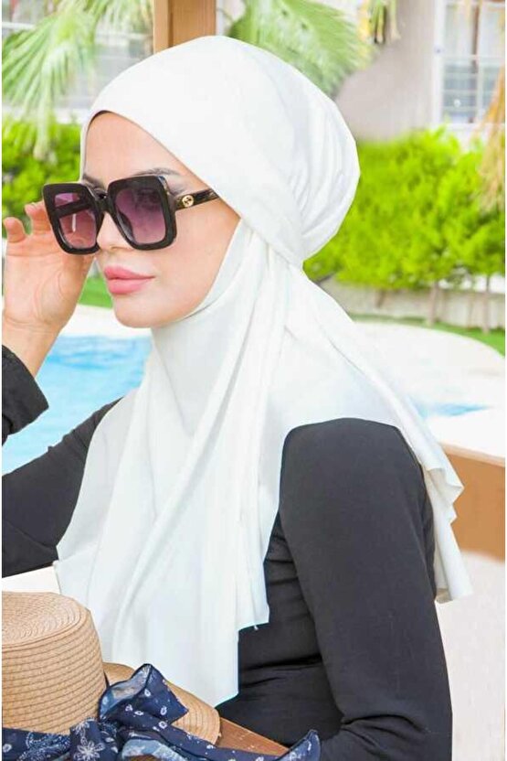 Kırık Beyaz Oversize Hijab