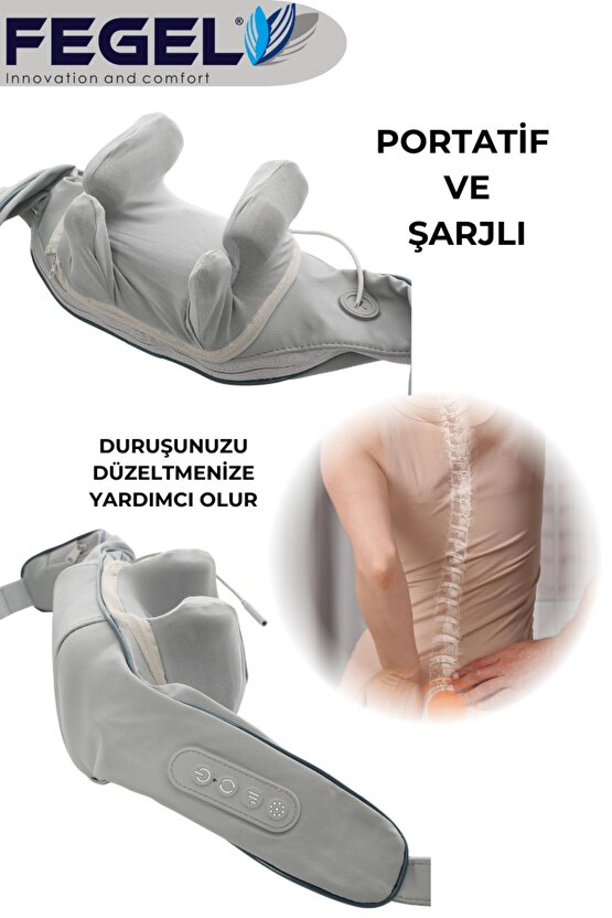 3d Ovmalı Isıtmalı Boyun Askılı Masaj Yastığı