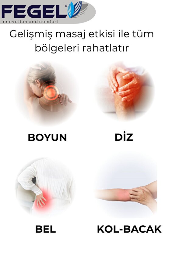 3d Ovmalı Isıtmalı Boyun Askılı Masaj Yastığı