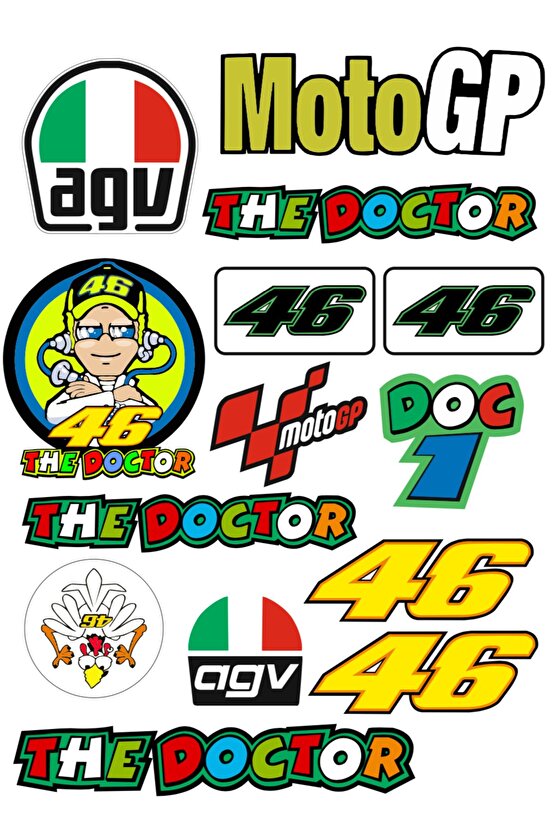 Moto Gp The Doctor Sticker Set Motorsiklet kask