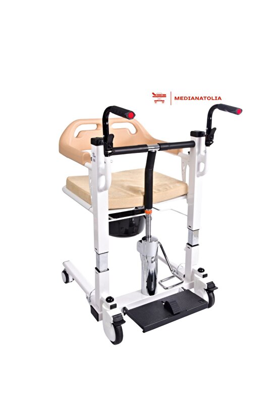 DM-160 Tuvaletli Tekerlekli Sandalye (MANUEL) Ayak Pedallı